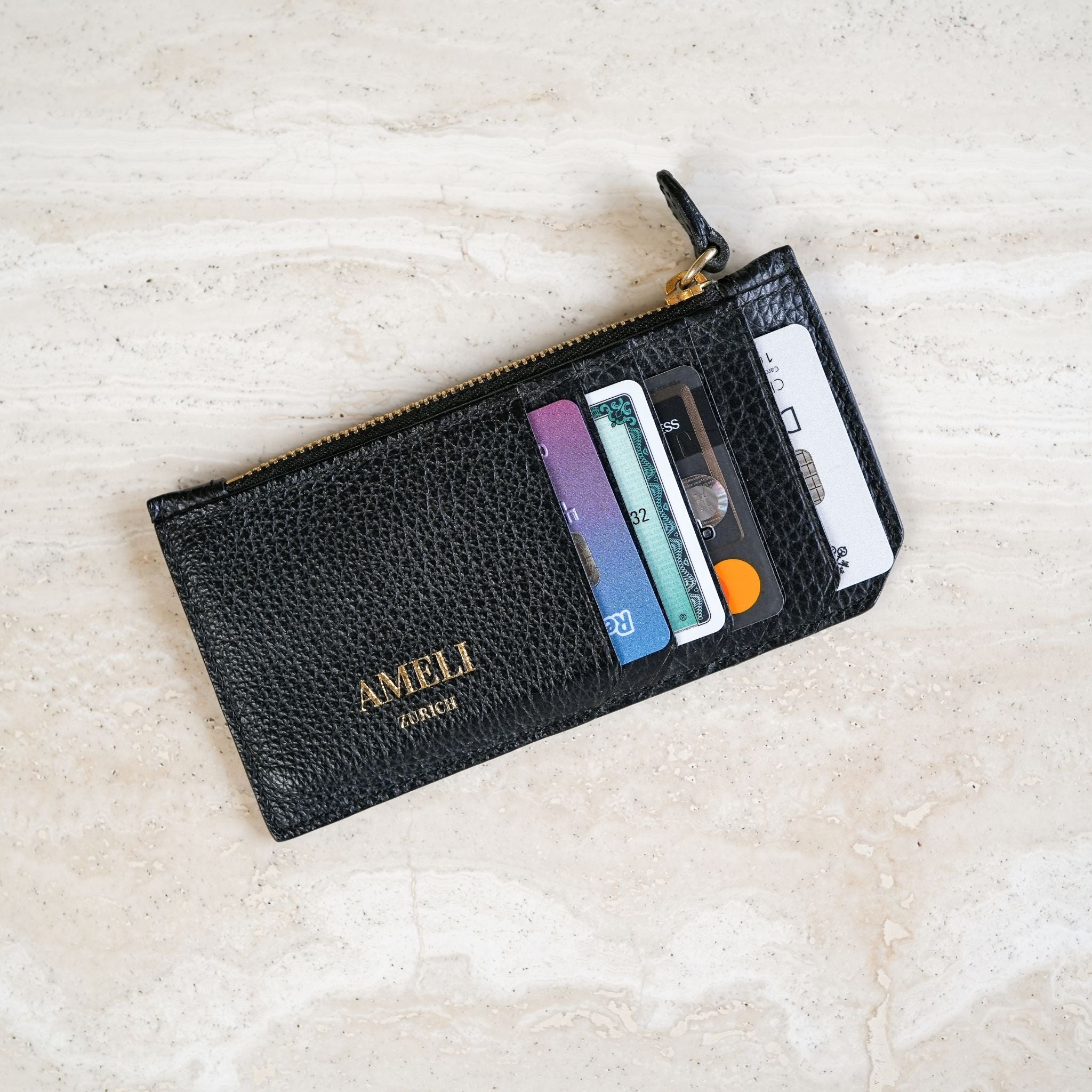 AMELI Zurich | Card holder | Black | Soft Grain Leather | Front