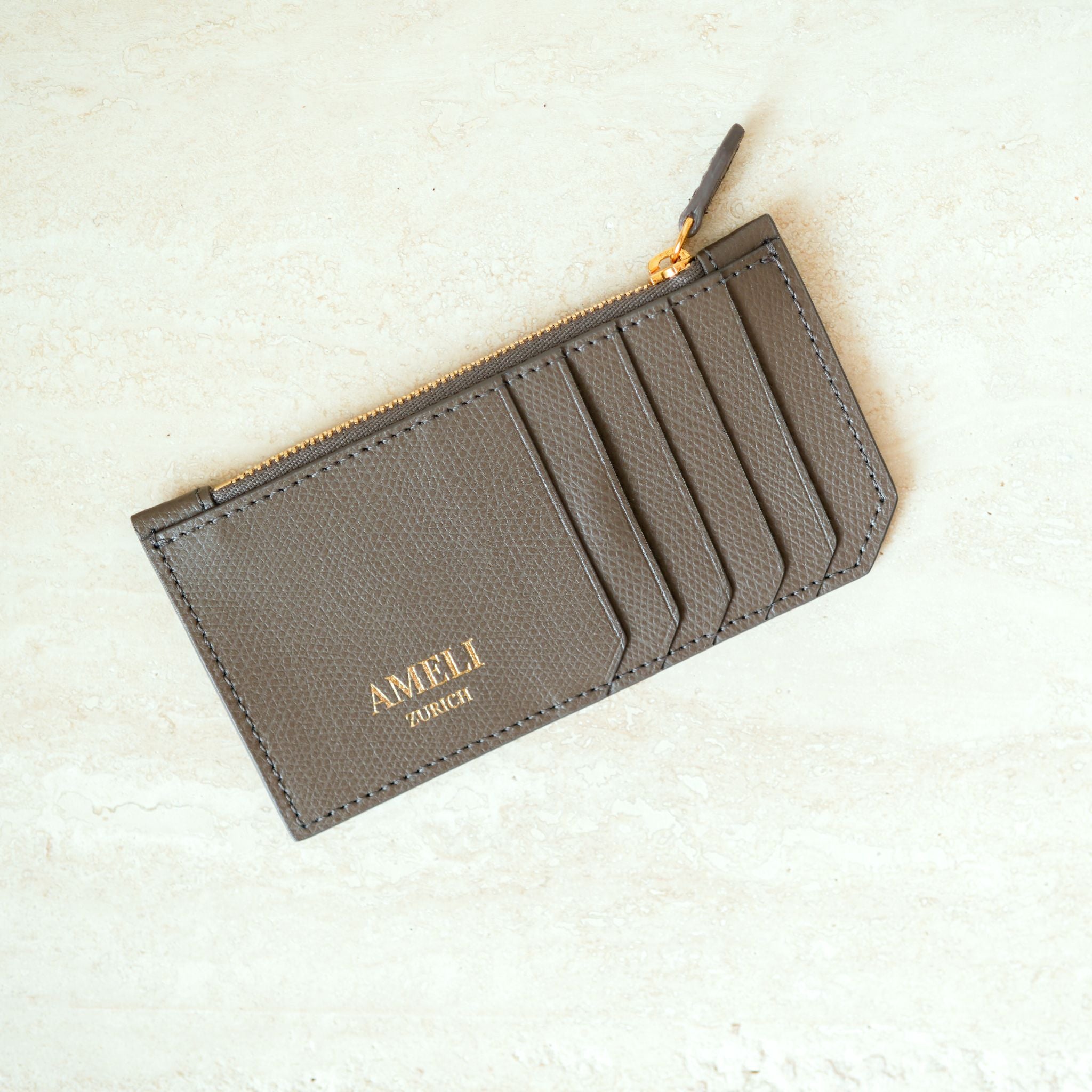 AMELI Zurich | Cardholder | Greige | Pebbled Leather | Front