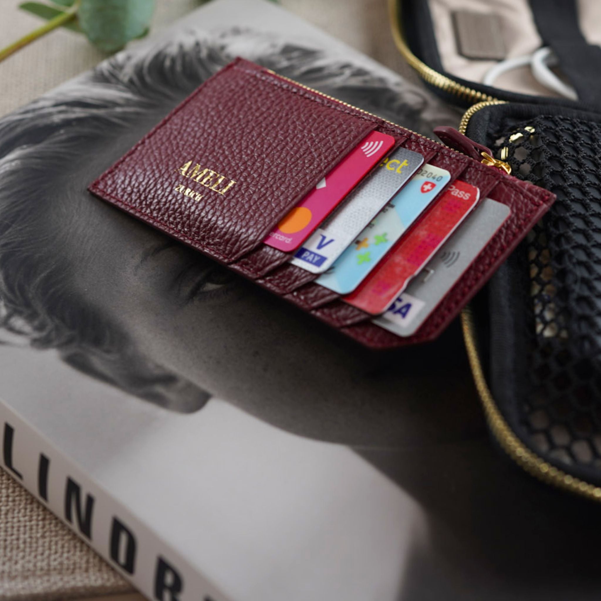 AMELI Zurich | Cardholder | Maroon Red | Soft Grain Leather | Front