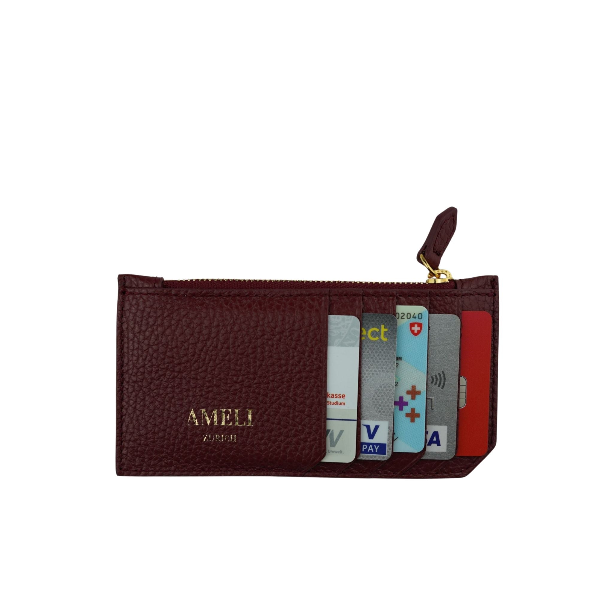AMELI Zurich | Cardholder | Maroon Red | Soft Grain Leather | Front
