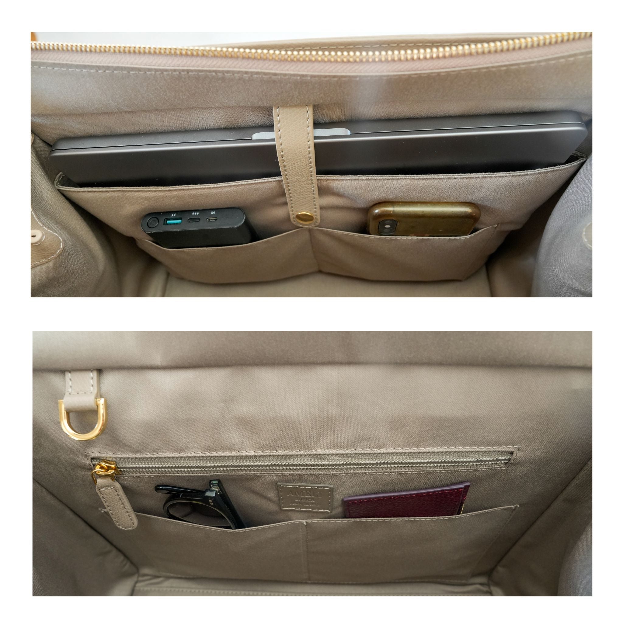 AMELI Zurich | CENTRAL | Cappuccino | Pebbled Leather | Inside