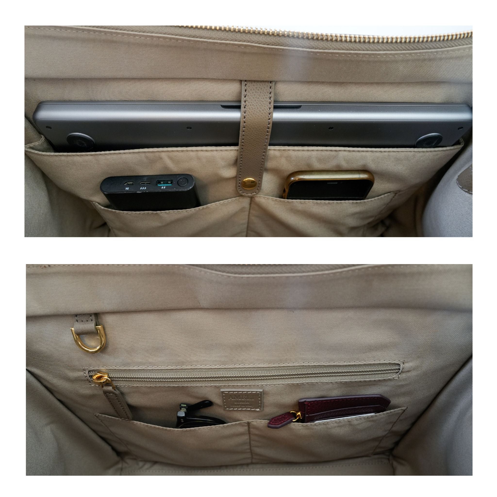 AMELI Zurich | CENTRAL | Greige | Pebbled Leather | Inside