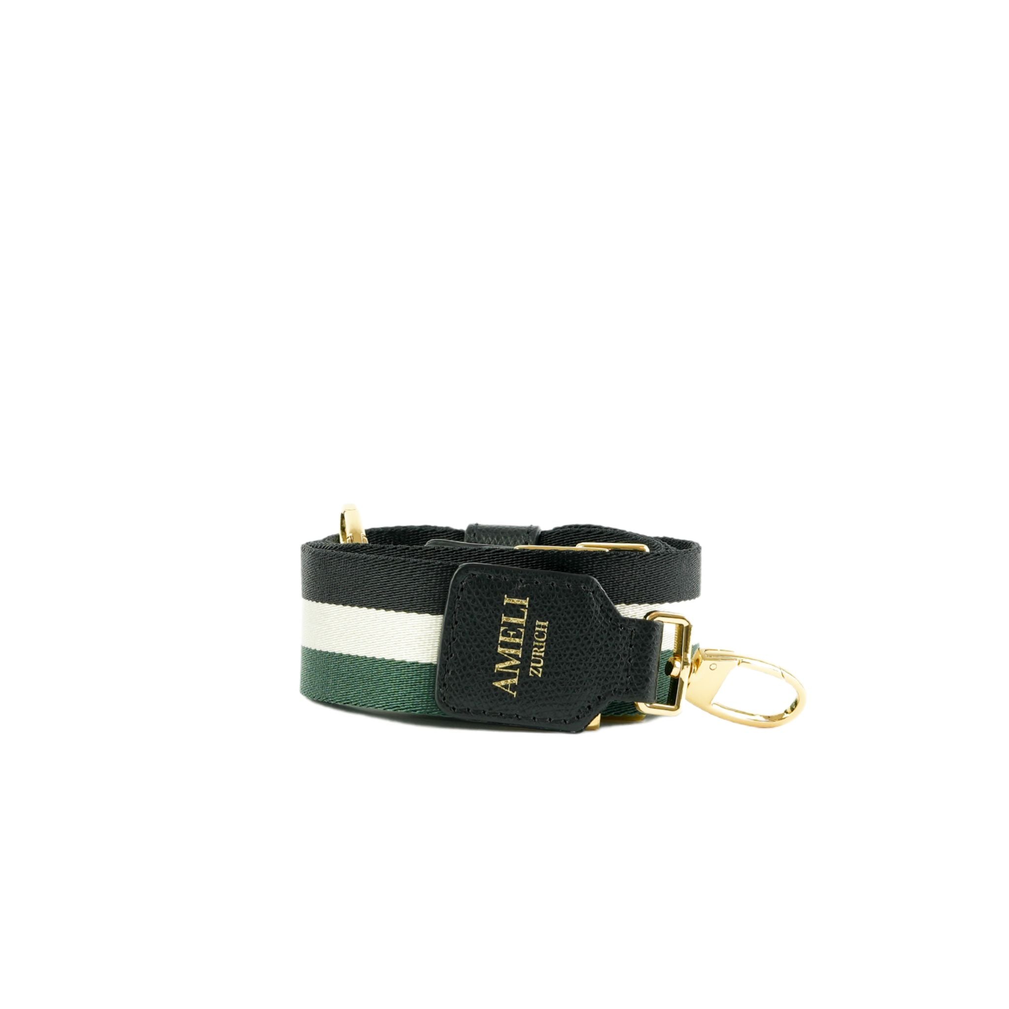 AMELI Zurich | Stripe Strap | Dark Green | Pebbled Leather | Front