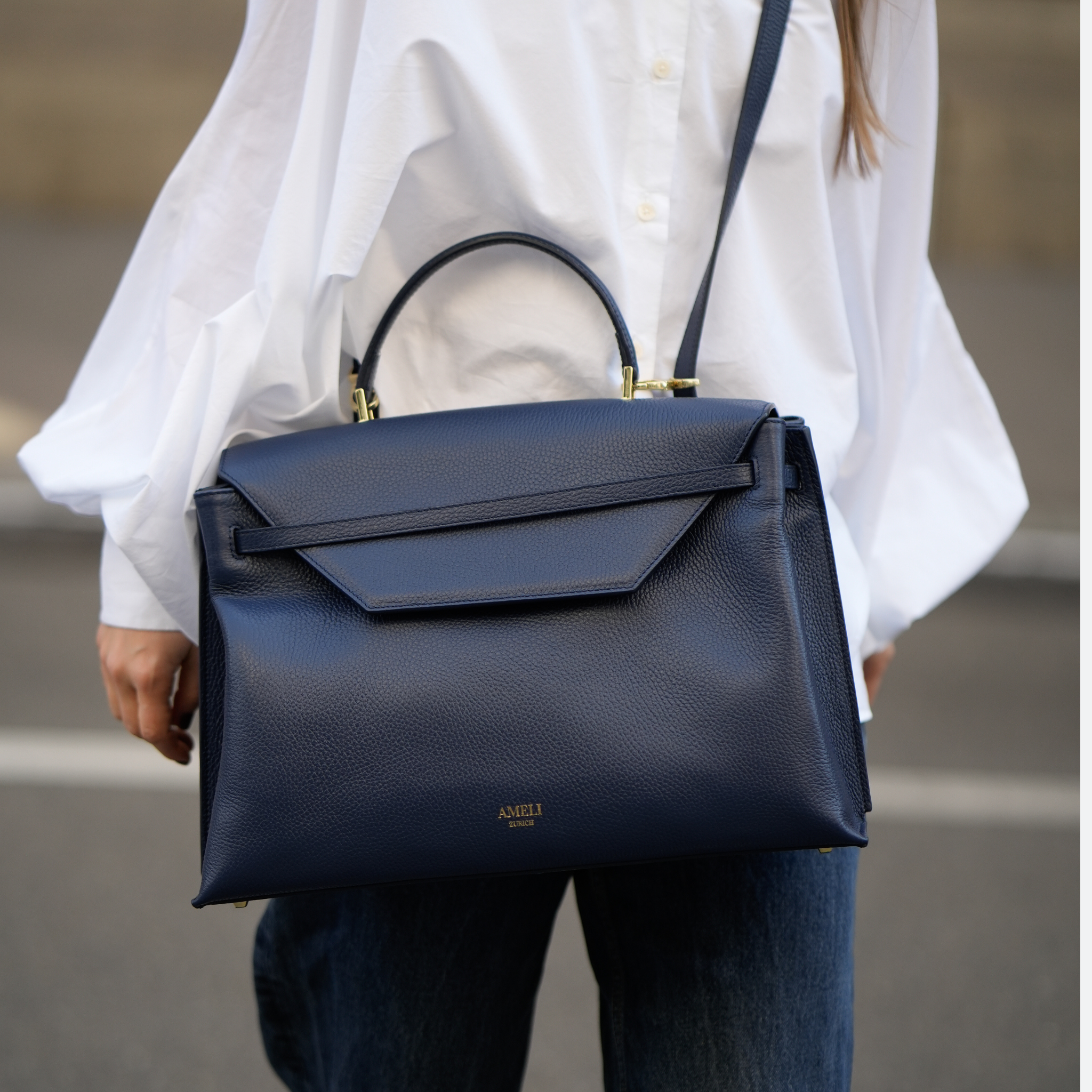 AMELI Zurich | VIADUKT WORK 24 | Jeans Blue | Soft Grain Leather | Crossbody