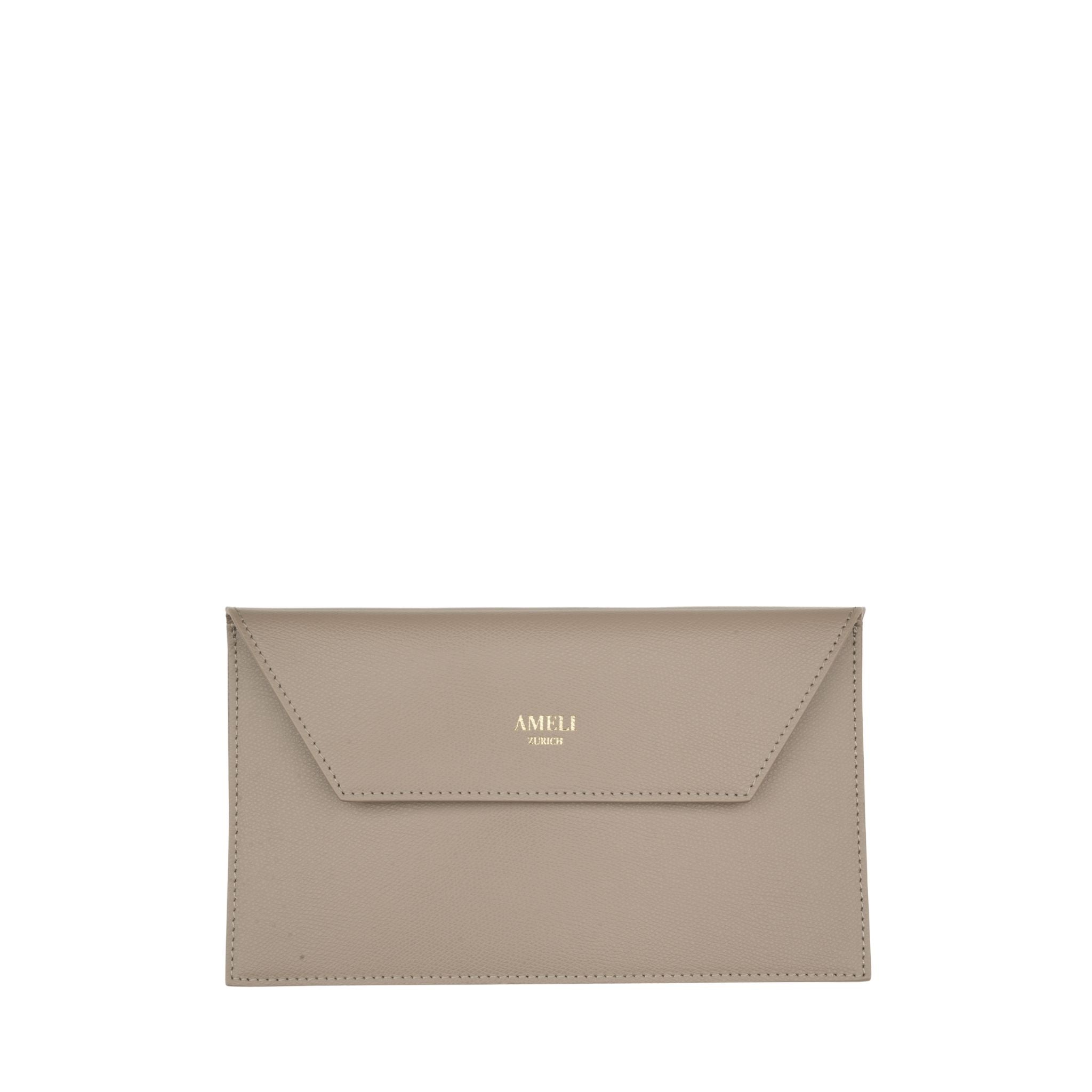 AMELI Zurich | Clutch | Cappuccino | Pebbled Leather | Front