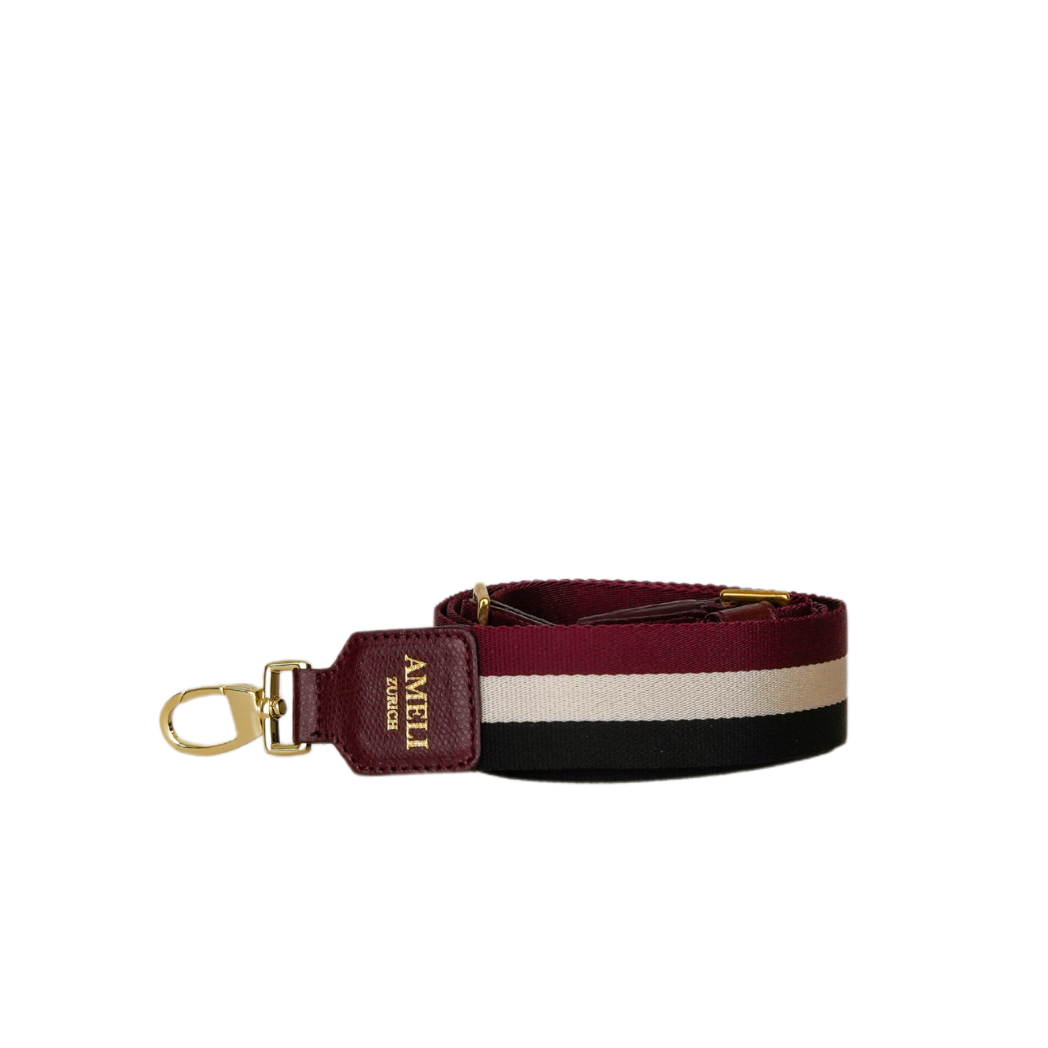 AMELI Zurich | ADJUSTABLE STRAP | Merlot Red, Creme, Black | Pebbled Leather | Front