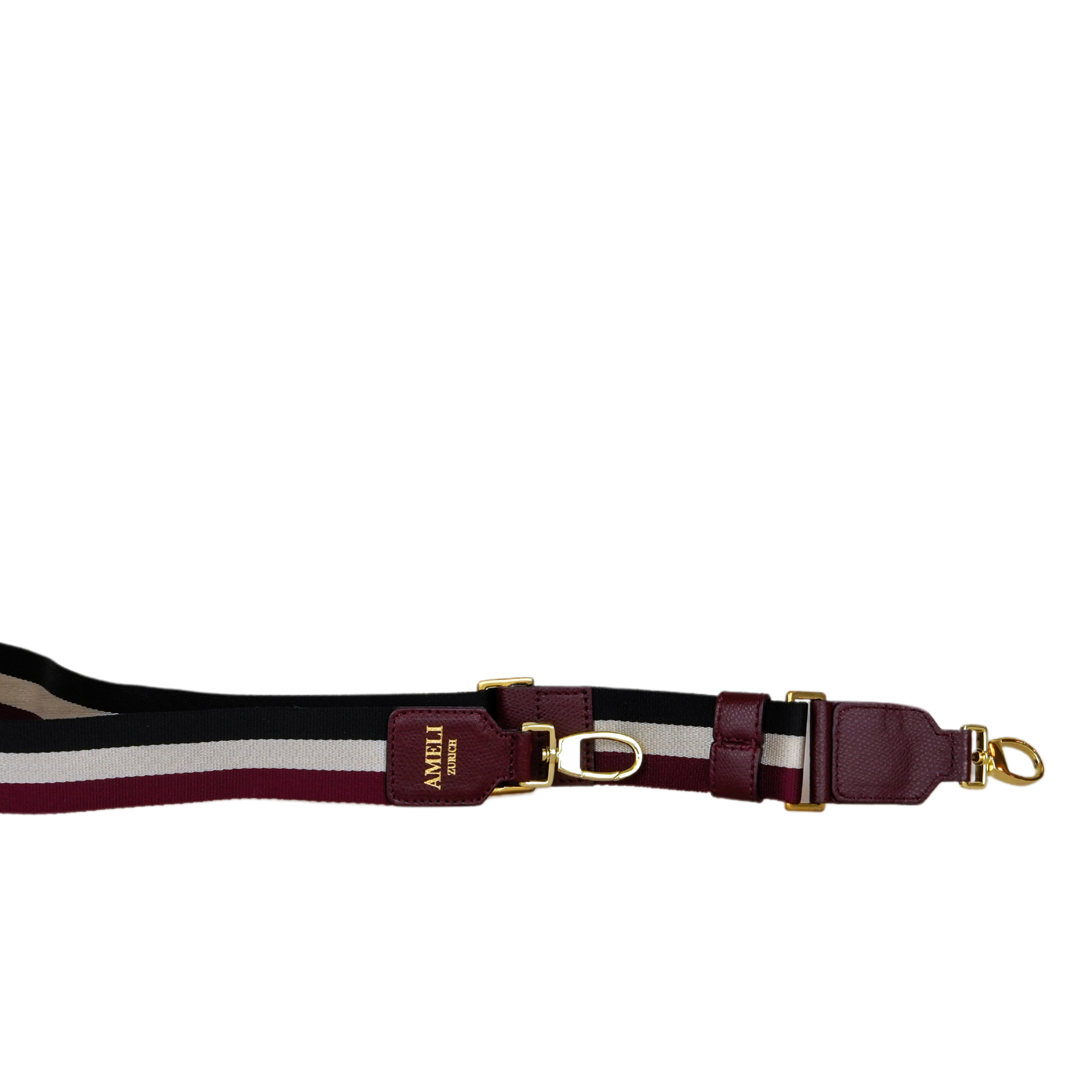 AMELI Zurich | ADJUSTABLE STRAP | Merlot Red, Creme, Black | Pebbled Leather | Side