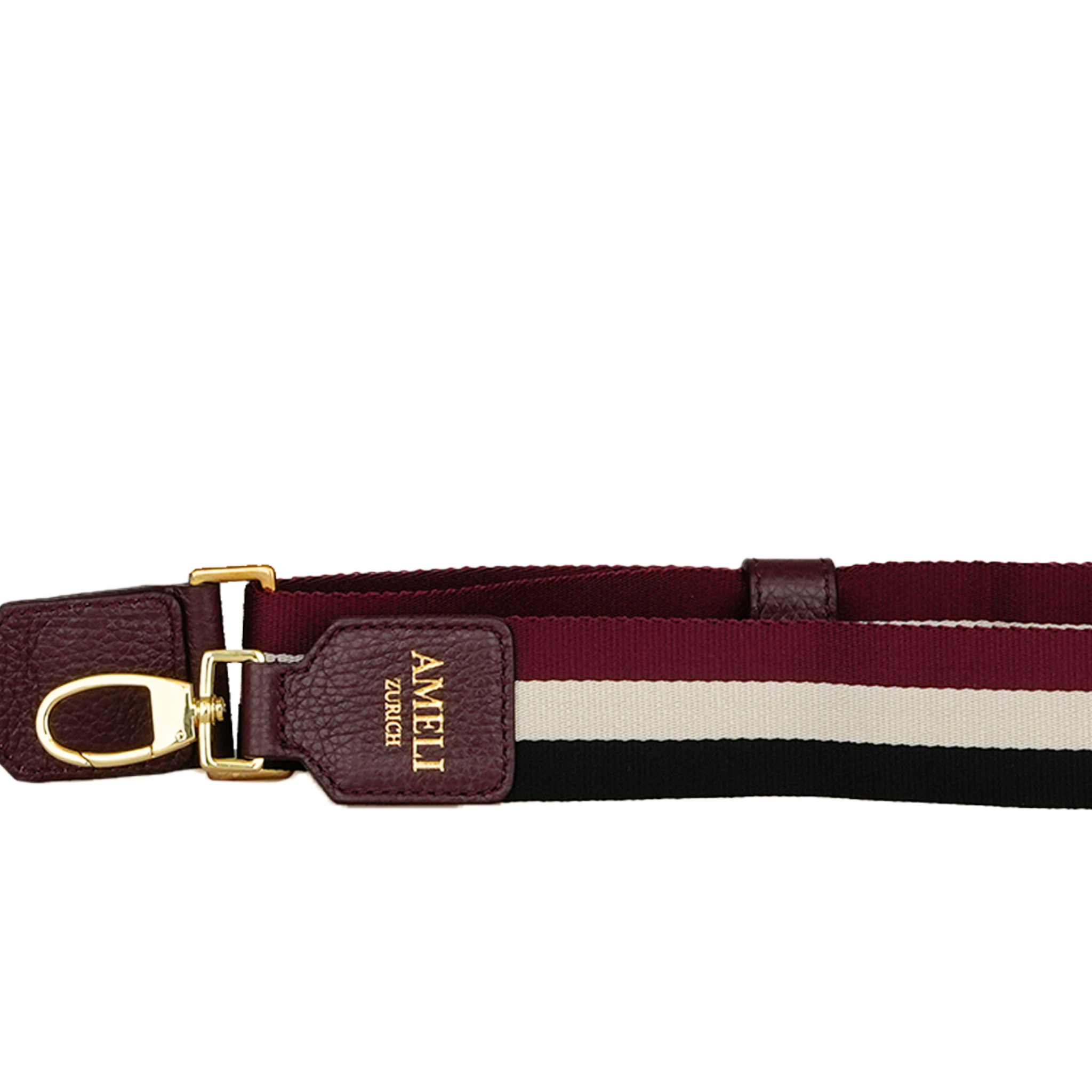 AMELI Zurich | ADJUSTABLE STRAP | Maroon Red, Creme, Black | Dollarino Leather | Side