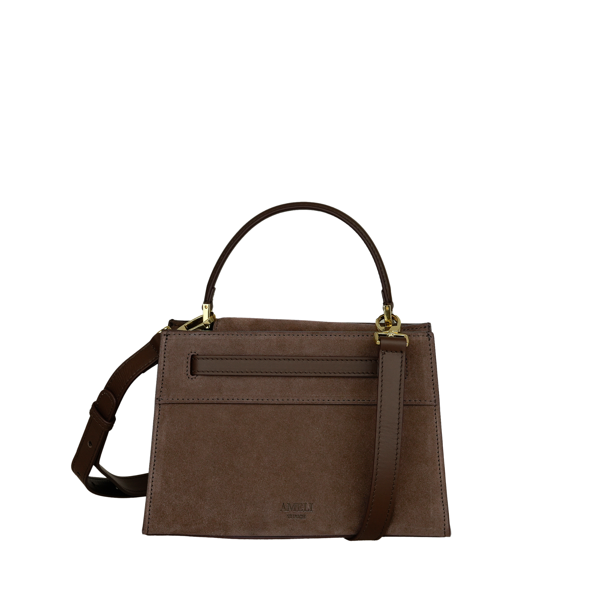 AMELI Zurich | SEEFELD MINI | Dark Brown | Suede Leather | Front