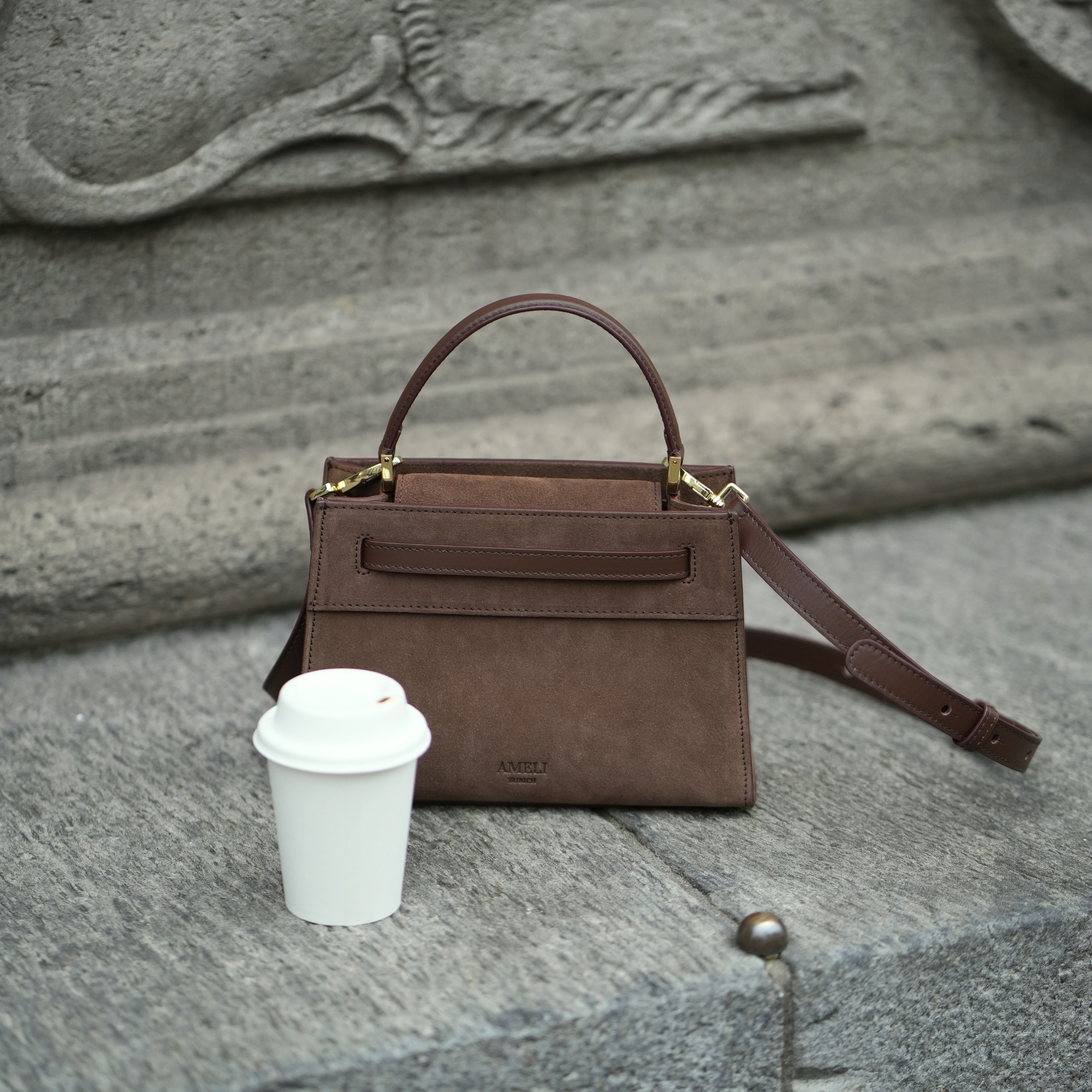 AMELI Zurich | SEEFELD MINI | Dark Brown | Suede Leather | Lifestyle