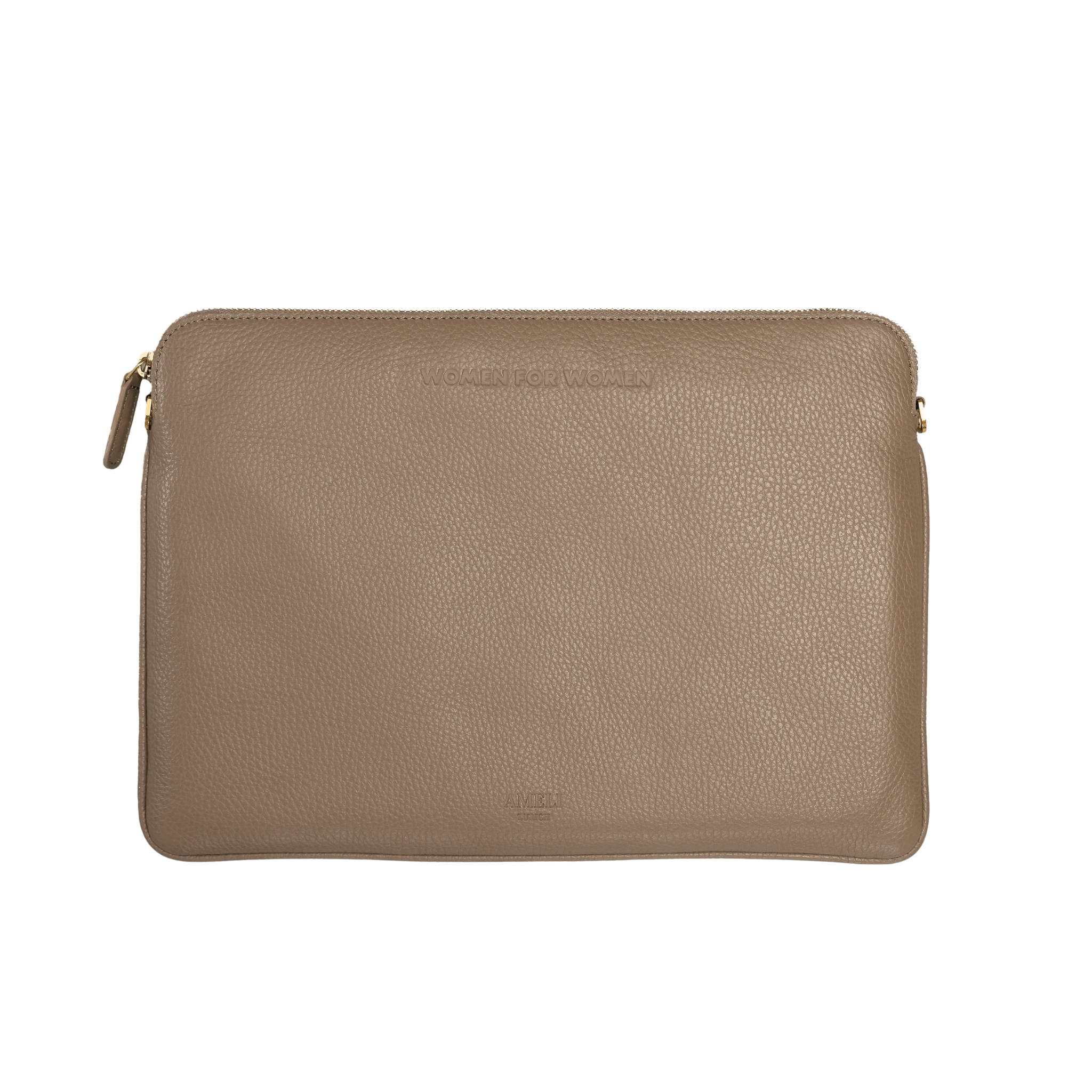 AMELI Zurich | LAPTOP CASE | Greige | Soft Grain Leather | Front