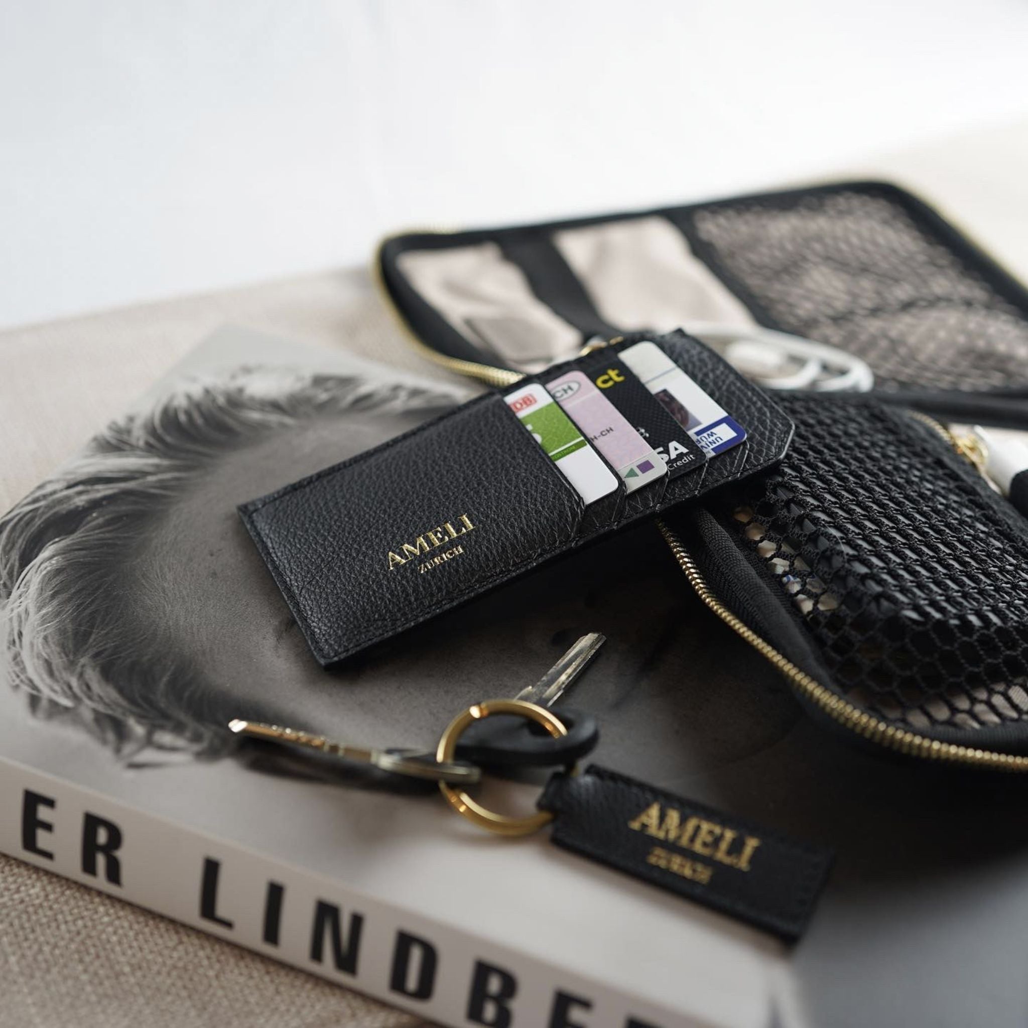 AMELI Zurich | Card holder | Black | Soft Grain Leather | Front