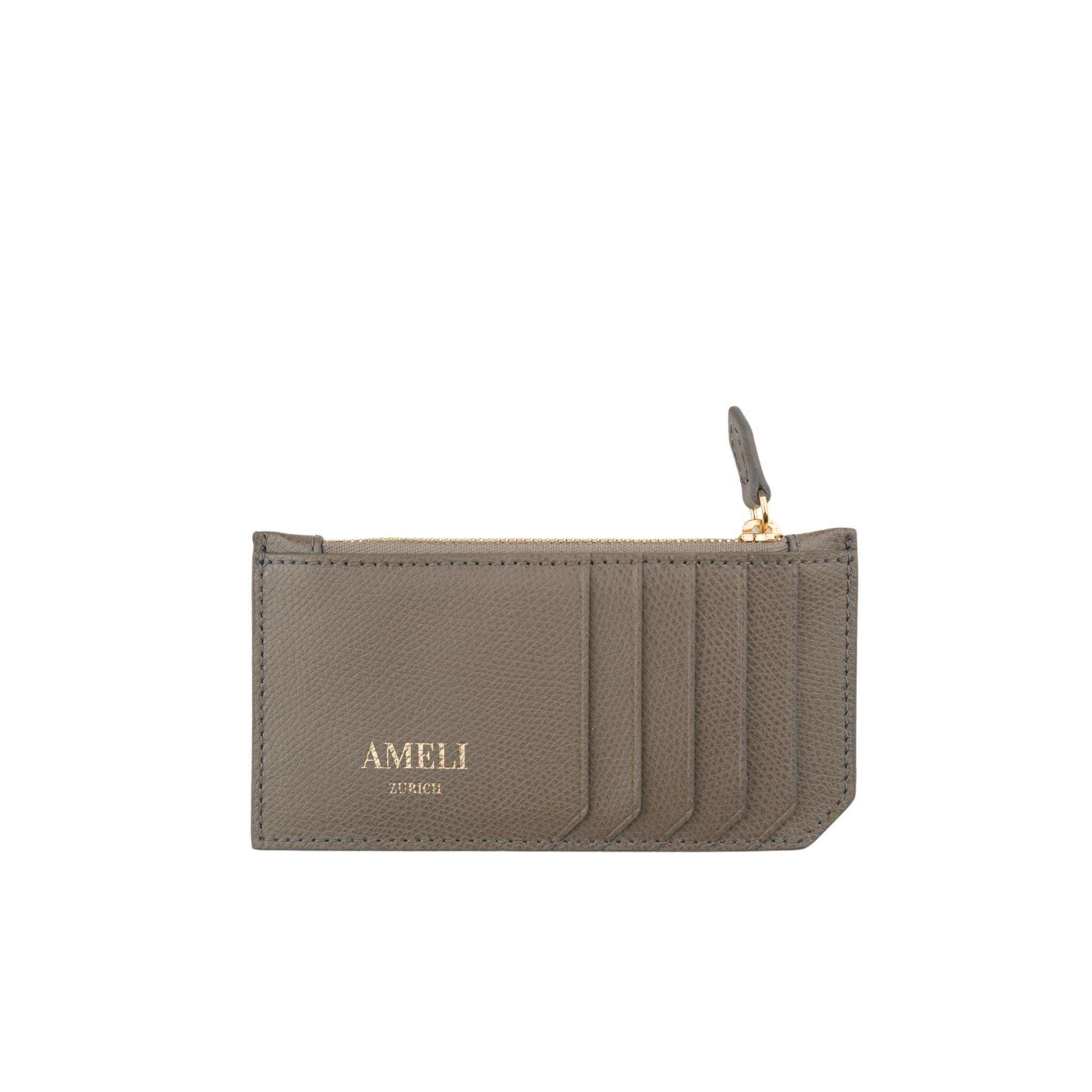 AMELI Zurich | Card holder | Greige | Pebbled Leather | Front