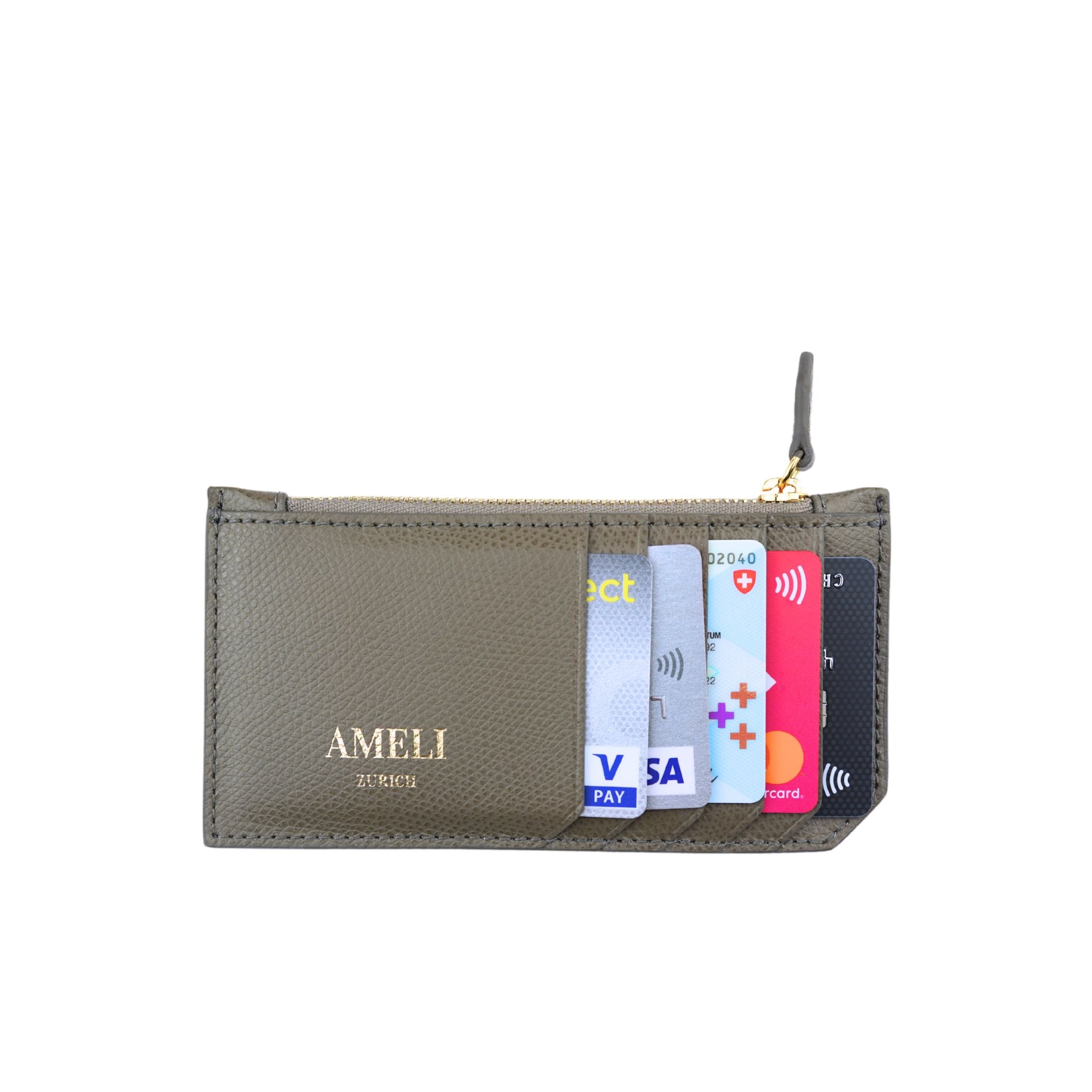 AMELI Zurich | Cardholder | Greige | Pebbled Leather | Front