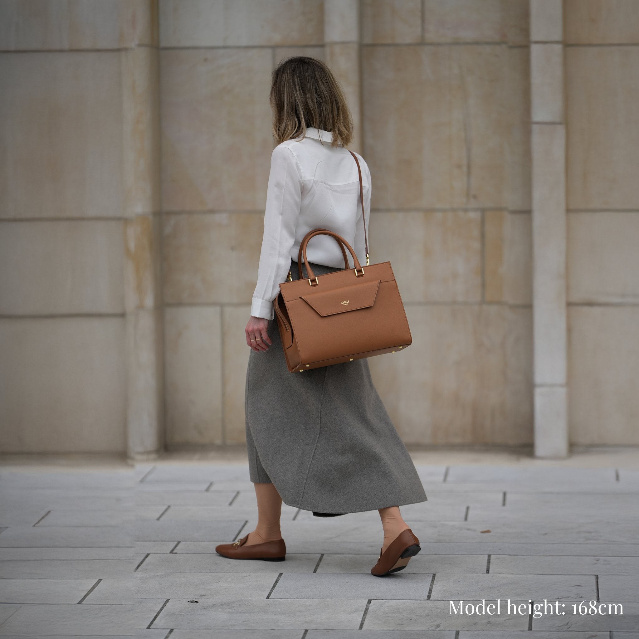 AMELI Zurich | CENTRAL | Cognac | Pebbled Leather | Crossbody bag