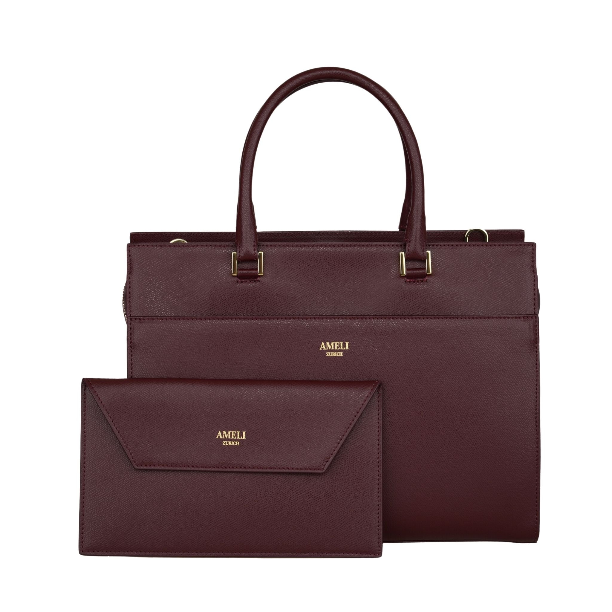 AMELI Zurich | CENTRAL | Merlot Red | Pebbled Leather | Clutch included