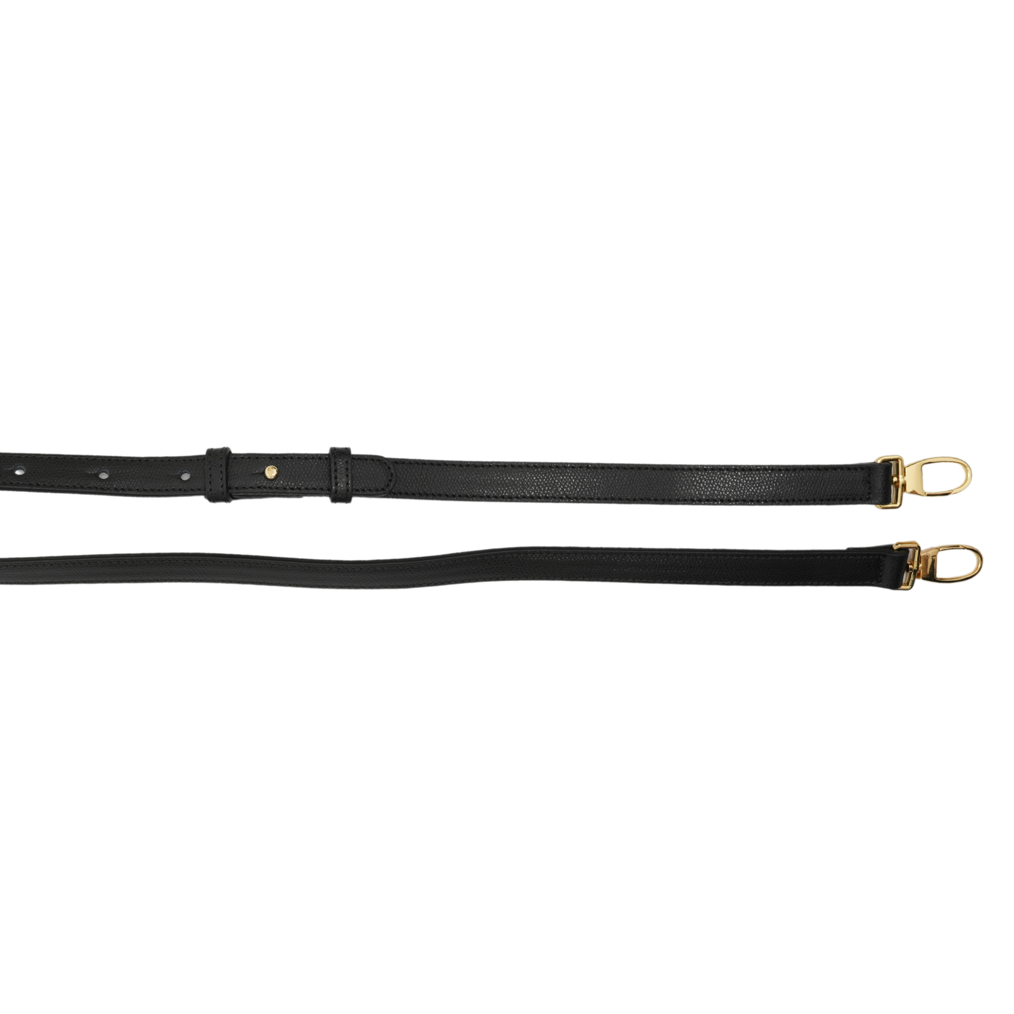 AMELI Zurich | LEATHER STRAP LONG | Black | Pebbled Leather | Metal pieces