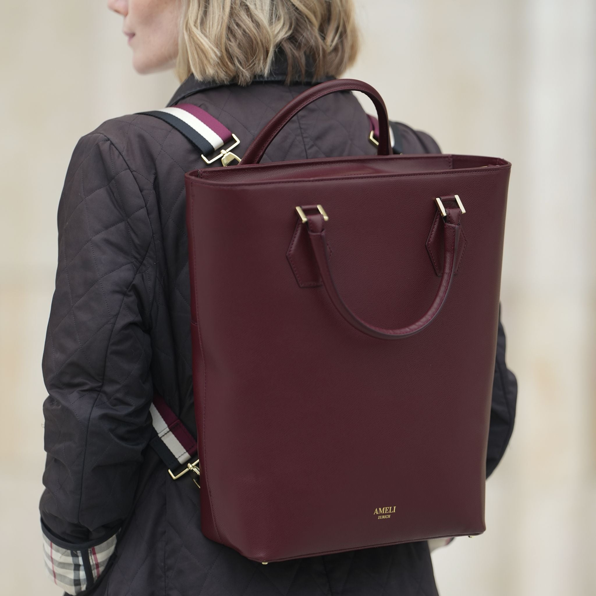 AMELI Zurich | ODEON | Merlot Red | Pebbled Leather | Backpack