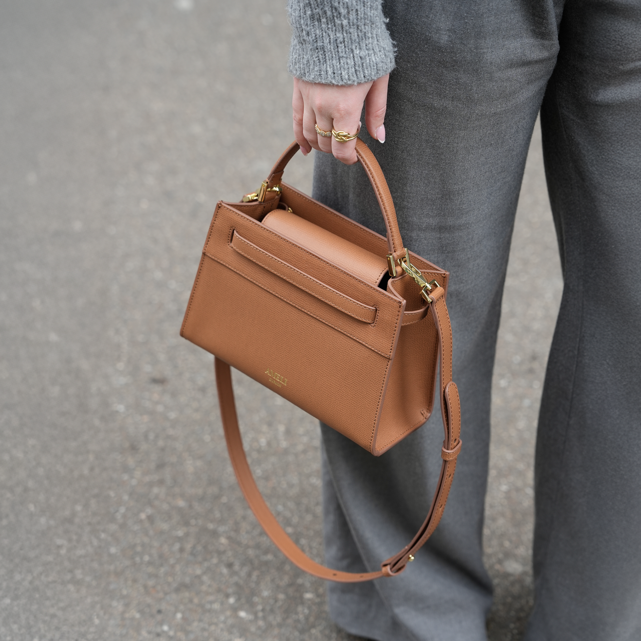 AMELI Zurich | SEEFELD MINI | Cognac | Pebbled Leather | Top-handle