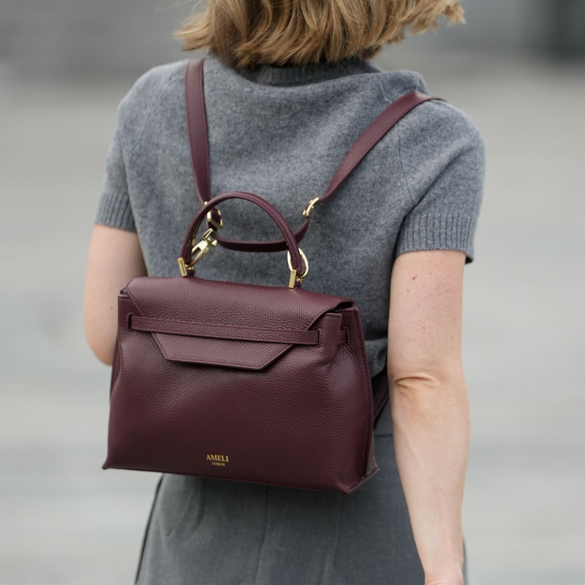 AMELI Zurich | VIADUKT | Maroon Red | Dollarino Leather | Backpack