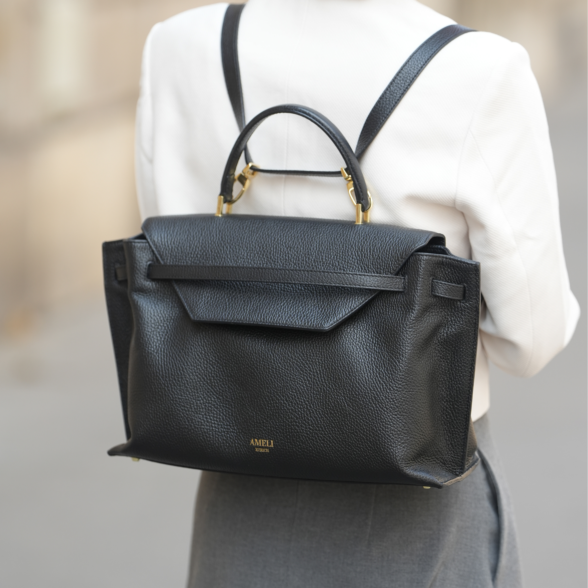 AMELI Zurich | VIADUKT DAY 24 | Black | Soft Grain Leather | Backpack