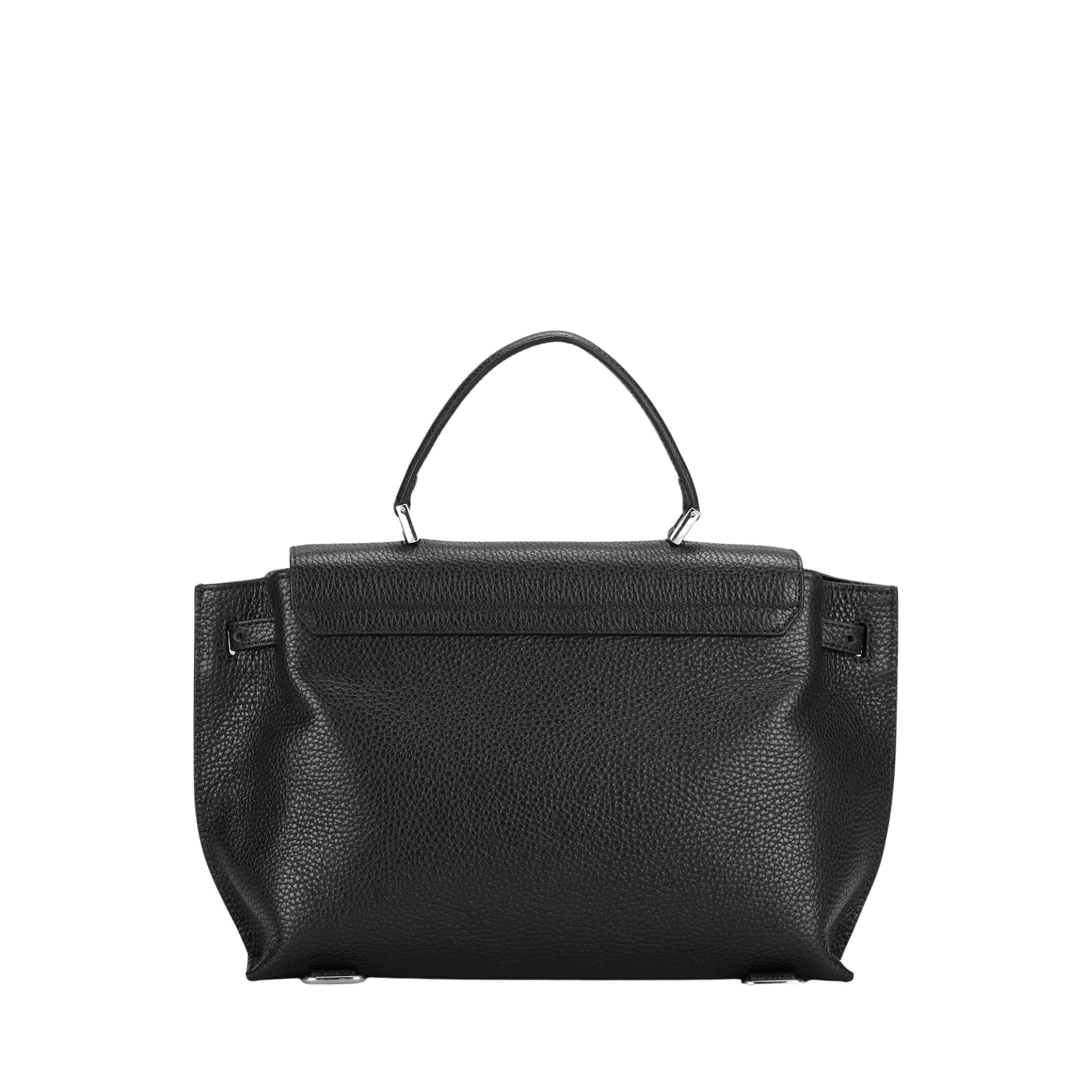 Black leather shoulder sales bag with silver hardware